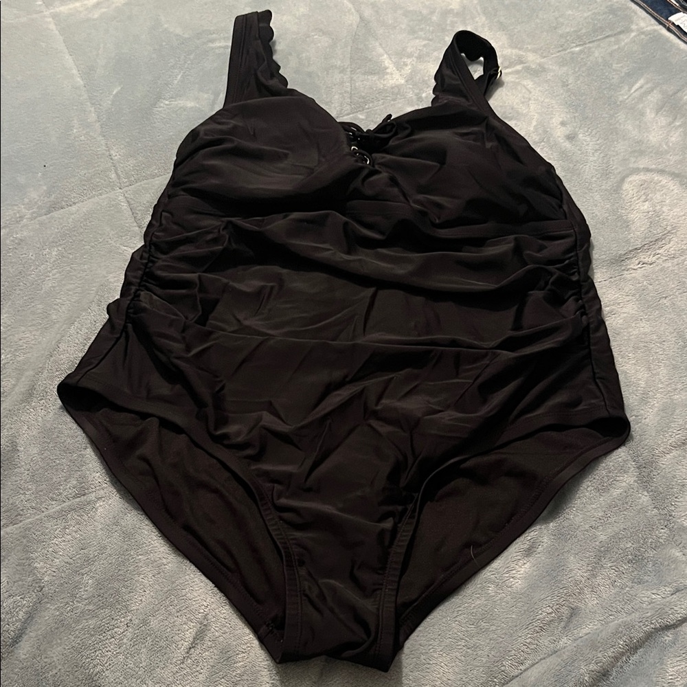 Kona Sol Black One Piece Swimsuit Size 18